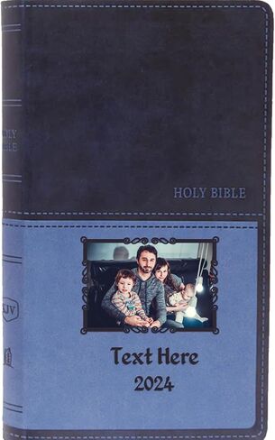 Printualist Personalized Gift Bible Custom Photo & Text, KJV, Navy, Value Thinline, King James Version, Red Letter Edition, Comfort Print, Faux Leather in Kuwait