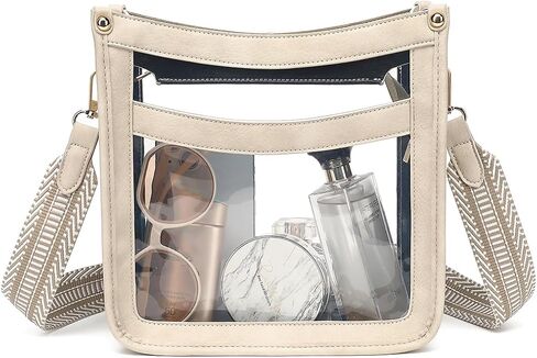 LOXOMU Clear Crossbody Bag Stadium Approved - Clear Stadium Purse with Guitar Strap, Clear Bag for Stadium Events, Concerts in Kuwait