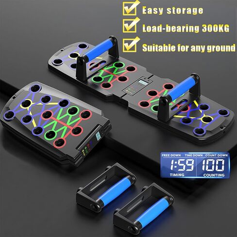 لوح رفع للرجال، شريط رفع في معدات التمارين المنزلية، مقابض تمرين رياضي منزلي، معدات لياقة بدنية محمولة قابلة للطي مع عداد، حزام مقاومة وواقي للمعصم in Kuwait