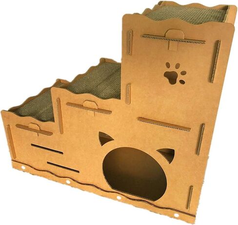 Seny Cardboard Cat House with Cat Scratcher Three-Story W30 X D14 X H26 in Saudi Arabia