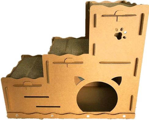 Seny Cardboard Cat House with Cat Scratcher Three-Story W30 X D14 X H26 in Saudi Arabia