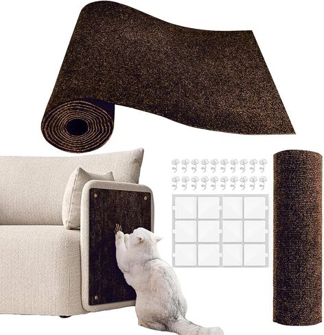 Cat Scratch Couch Furniture Protector, Adhesive Cat Scratch Pad Deterrent for Furniture, DIY Climbing Scratcher for Indoor Cats (Light Grey, 39.3x15.8 in) in Saudi Arabia