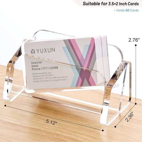 Business Card Holder for desk,Creative Acrylic Slanted Business Card Display Stand for Woman and Man,Organize 50 cards-Clear,1 Pack in Kuwait