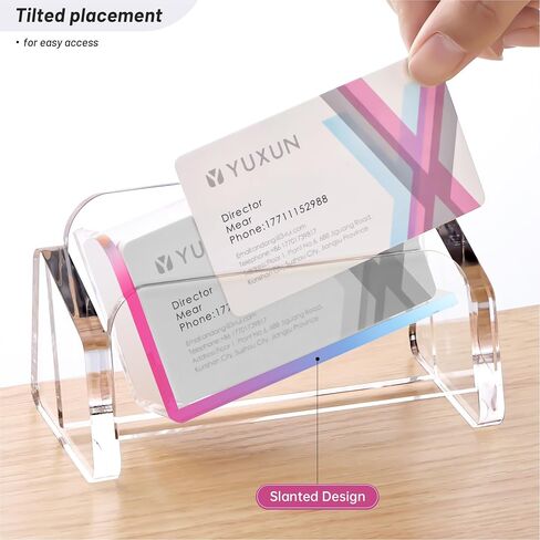 Business Card Holder for desk,Creative Acrylic Slanted Business Card Display Stand for Woman and Man,Organize 50 cards-Clear,1 Pack in Kuwait