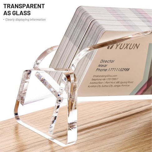 Business Card Holder for desk,Creative Acrylic Slanted Business Card Display Stand for Woman and Man,Organize 50 cards-Clear,1 Pack in Kuwait