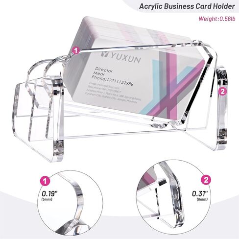 Business Card Holder for desk,Creative Acrylic Slanted Business Card Display Stand for Woman and Man,Organize 50 cards-Clear,1 Pack in Kuwait