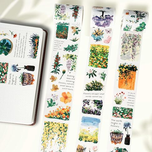 WT Auric Rose Gilded Washi Tape Sticker Set, 3 Rolls, Original Vintage Floral Decorative Masking Tape with Gold Foil, Wide Tape for Journaling, Scrapbooking, Planner, DIY Crafts & Wrapping in Kuwait