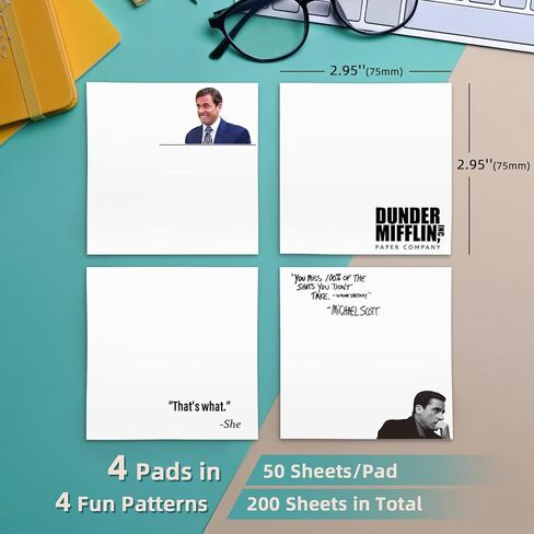 ملاحظات لزجة مضحكة لطيفة 4 منصات ، وسادات الملاحظة اللزجة المكتبية مايكل هذا ما قالته ، هدايا مكتب الملاحظات اللزجة اللطيفة ، وسادات الملاحظات ذات الوحدة الذاتية ، مجموعة من 4 in Kuwait