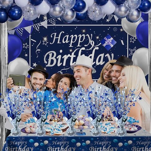 6 Pack Metallic Foil Spray Centerpiece Star Table Decoration Burst Table Centerpieces for Birthday Wedding Anniversary Graduation Holiday Party Supplies Decor, Silver Blue in Kuwait