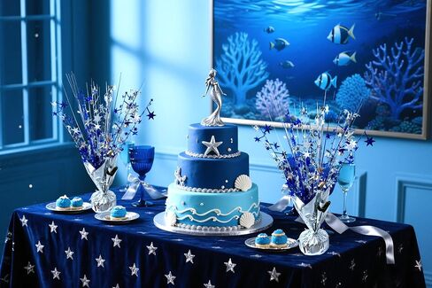 6 Pack Metallic Foil Spray Centerpiece Star Table Decoration Burst Table Centerpieces for Birthday Wedding Anniversary Graduation Holiday Party Supplies Decor, Silver Blue in Kuwait