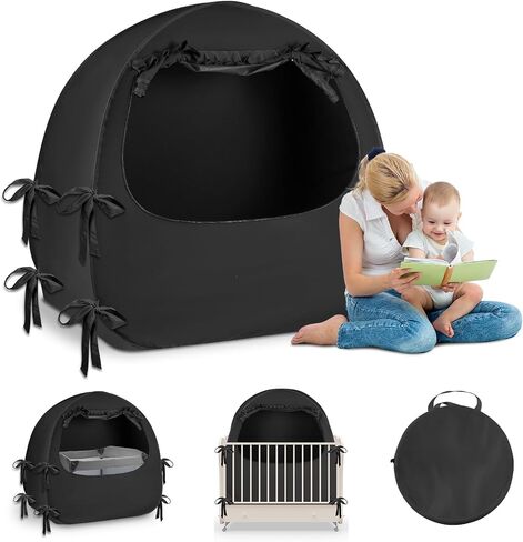 Blackout Baby Sleep Tent Sleep Pod, Pop Up Crib Blackout Cover Canopy for Naps at Home and Traveling, Fits Mini Crib, Pack n Play, and More with Safe Bottom Design, Blocks 98% Light in Saudi Arabia
