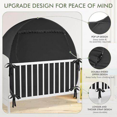 Blackout Baby Sleep Tent Sleep Pod, Pop Up Crib Blackout Cover Canopy for Naps at Home and Traveling, Fits Mini Crib, Pack n Play, and More with Safe Bottom Design, Blocks 98% Light in Saudi Arabia