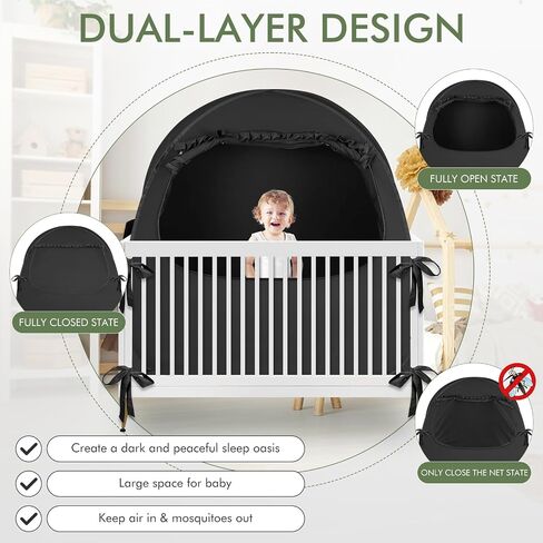 Blackout Baby Sleep Tent Sleep Pod, Pop Up Crib Blackout Cover Canopy for Naps at Home and Traveling, Fits Mini Crib, Pack n Play, and More with Safe Bottom Design, Blocks 98% Light in Saudi Arabia