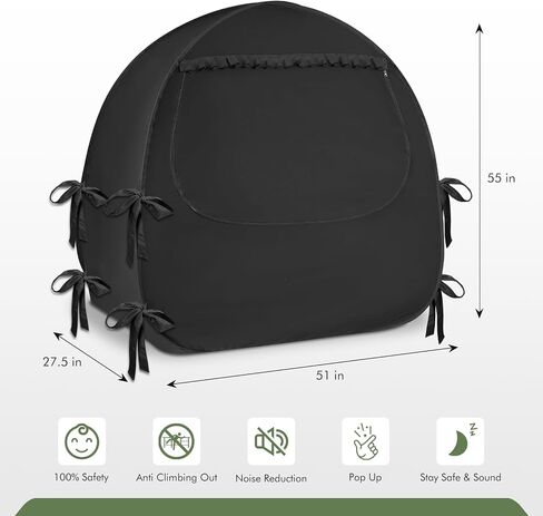 Blackout Baby Sleep Tent Sleep Pod, Pop Up Crib Blackout Cover Canopy for Naps at Home and Traveling, Fits Mini Crib, Pack n Play, and More with Safe Bottom Design, Blocks 98% Light in Saudi Arabia