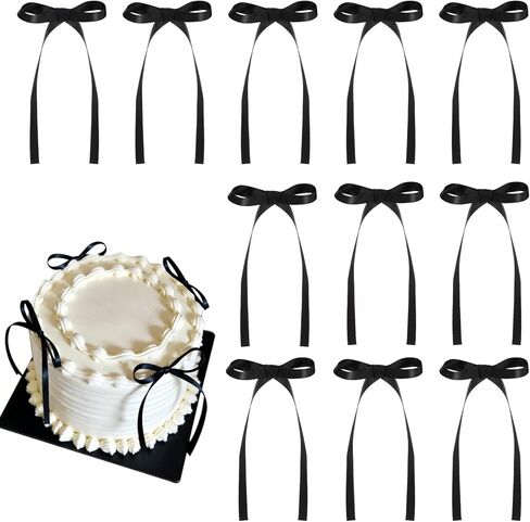 30 Pack Bow Cake Toppers Black Bows for Cake Coquette Themed Bow Cupcake Toppers Black Bow Birthday Decorations for Baby Shower Birthday Wedding Bachelorette Party Supplies in Kuwait