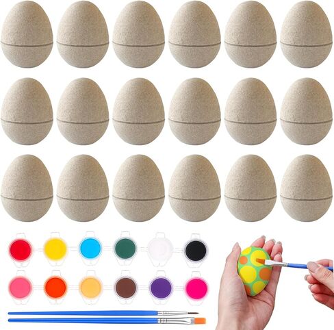 20 Pcs Paper Mache Easter Eggs DIY Easter Craft Eggs Empty Fillable Paintable Unfinished Paper Mache Eggs DIY Eggs Ornament for Easter Egg Hunt Surprise Eggs Easter DIY Craft Decorations Ornaments in Kuwait