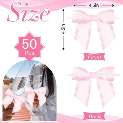 Janinka 50 PCS Black Twist Tie Bows 4.5 inch urgonza premade bows bows decor craft for gift cake cake treat bass diy wedder baby birth in Kuwait