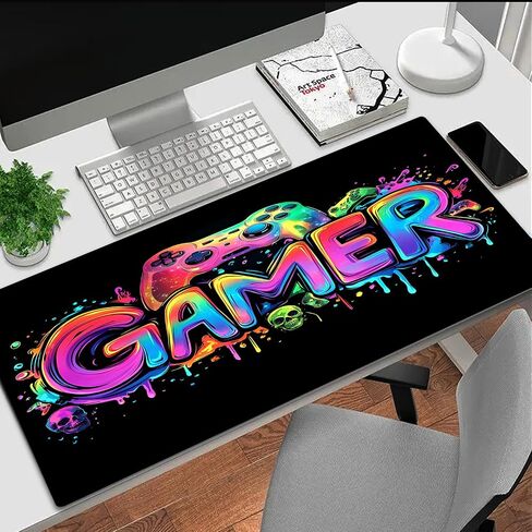 لوحة الماوس ألعاب Gamer ، وحدات التحكم في لعبة Blacklight جمجمة رعب مقاومة للماء ، حصيرة فأر كبيرة ، 31.5 "× 11.8" هيكل عظمي متوهج ممتد غير انزلاق ، لوحة مفاتيح المكتب والمنزل in Kuwait