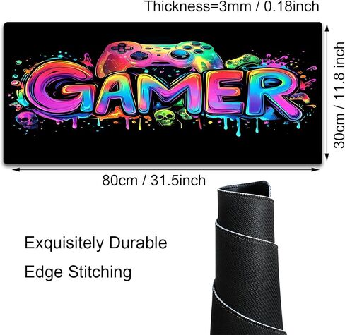 لوحة الماوس ألعاب Gamer ، وحدات التحكم في لعبة Blacklight جمجمة رعب مقاومة للماء ، حصيرة فأر كبيرة ، 31.5 "× 11.8" هيكل عظمي متوهج ممتد غير انزلاق ، لوحة مفاتيح المكتب والمنزل in Kuwait