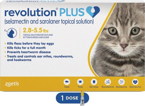Revolution Plus (Selamectin و Sarolaner Sopical Solution) للقطط ، 11.1-22 رطل (أخضر) ، 6 أنابيب in Saudi Arabia