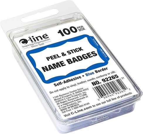 C-Line Pressure Sensitive Peel and Stick Name Badges, Green Border, 3.5 x 2.25 Inches, 100 per Box (92263) in Kuwait