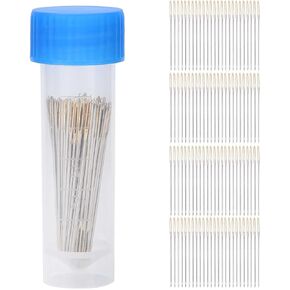 Xolsurg 100Pcs Large Eye Stainless Steel Cross Stitch Needles Set with Storage Box for Sewing Stitching Embroidery Household (No. 22)