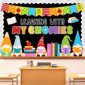 63 PCS العودة إلى المدرسة GNOME BULLETIN BOHERIN SET Cartoon Gnomes Book Apples Paper Cluots مع 150 PCS Glue Points for First Day of School Classroom Party