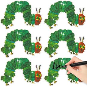Very Hungry Insects Glitter Cutouts - 100Pcs Little Green Caterpillar Bulletin Board Insects Caterpillar Shape Paper Cuts Decorations for Baby Shower Birthday Classroom Spring Summer Party Wall Decors