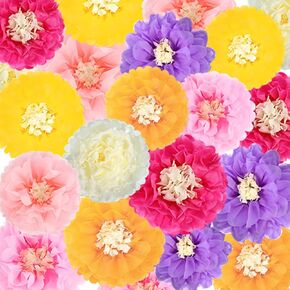 21 Pcs Large Colorful Tissue Paper Flowers Hawaiian Hibiscus Decorations Handmade Giant Paper Flowers Large Hibiscus Decorations Jumbo Paper Flowers for Wall Luau Party Birthday Wedding