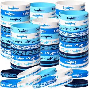 Bucherry 40 Pieces Shark Party Favors Shark Silicone Bracelet Bulk Ocean Silicone Bracelet Rubber Wristbands for Under The Sea Party Decoration Gifts for Parties Decorations Supplies