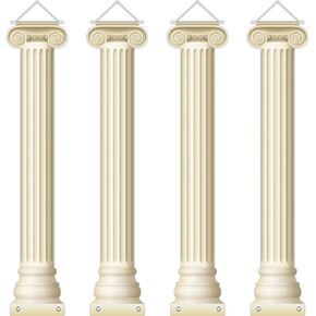 4Pcs Greek Party Wall Decorations Greek Columns Banners Pillars Hanging Banners Ancient Party Decor Medieval Renaissance Wall Photo Backdrop Photography Background for Birthday Parties Supplies