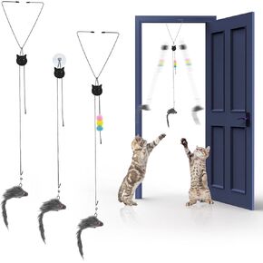 3 Pcs Hanging Door Cat Toy, Door Hanging Interactive Cat Mice Toys Toy Hanging Door Cat Toy Mouse Teaser Toys for Indoor Cat Kitten Play Chase Exercis