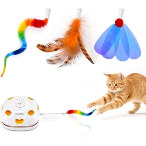 ORSDA 3PCS Wand Replacement 4 in 1 and 5 in 1 Interactive Electric Cat Toys for Indoor Cats, Feathers, Sequins, Caterpillars for Automatic Kitten Toys (Only Suitable for T65 & T85 Cat Toy)