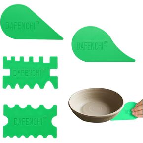 Dafenchi Pottery حافة الحافة وضلوع الفخار أزمة المشكلات ، أدوات تقليص السيراميك للوحة ، وعاء وأشكال الألواح ، مثالية لرمي العجلات وبناء اليد ، أدوات الفخار حافة المشكل