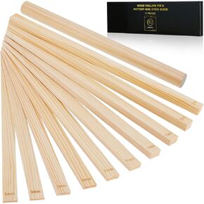 11 Pcs Pottery Rolling Pin Set, 5 Size Pottery Teaching Rolling Mud Stick Guide and Wooden Clay Roller, Pottery Tools for Precise Polymer Clay Thickness Measurement, Clay Tools Gifts Craft