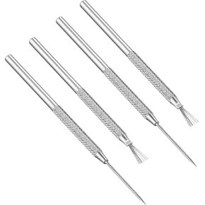 4 Pack Clay Ceramic Needle Tools Pottery Craft Tools Sculpture Feather Wire Texture and Needle Detail Tools for Pottery Modeling, Carving, Detail Processing