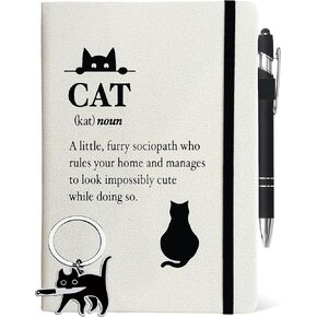 Cat Lover Gifts Women, Black Cat Journal 200 Pages Engraved Notebook A5 Lined with Pen, Black Cat Gift, Cat Humor Themed Gifts for Cat People, Crazy Cat Lady, Cat Owner, Cat Mom Birthday Christmas