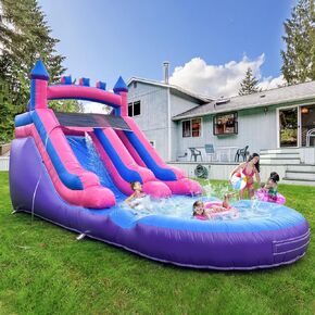 Large Inflatable Water Slide Swimming Pool Play Center,Triple Water Slides&Lightweight Premium Water Slide Bounce House 20.6x9.5x9.3Ft for Kids (with Blower)