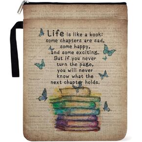 Inspirational Book Quote Book Sleeve for Book Lovers, Book Cover for Librarian Lovers Bookish Group Club Gifts for Women, Butterfly Themed Decor for Teacher Daughter Graduation Birthday School Gifts