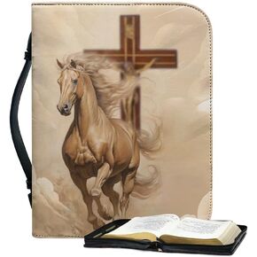 Bible Case for Men and Women, American Flag 4th of July Cover With Handle and Zipper, Waterproof Bag for Standard Size, PU Leather Accessories With Pen Storage, Gifts (Flag, XL)