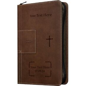 Printualist Personalized Gift Bible with Name Engraved, NLT, Pink/Dark Brown TuTone, New Living Translation Version Premium Gift Bible, Faux Leather