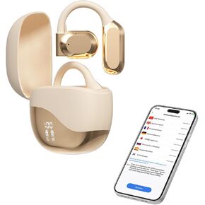 Language Translator Earbuds, 3 in 1 Translation Earbuds in Real Time, Bluetooth Translator Device, Earhook Translation Headset for Business Learning & Meetings & Travel (Gold)