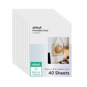 Cricut Printable Vinyl, 20 Transparent Sheets (8.5" x 11") - Compatible with Inkjet Printers - For Joy Xtra, Explore, & Maker Machines