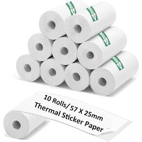 10 Rolls Mini Thermal Printer Paper, 57 X 25mm Sticker Paper for Most Kids Instant Thermal Camera Paper Roll Refill