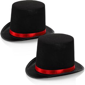Black Felt, 2-Pack Unisex Tropical Top Magician & Formal mexican linearly Vibrant Band Hats - Cosplay & Halloween