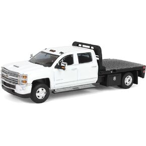 Truck 1/64 2016 Silverado 3500 Flatbed Dually White Exclusive Greenlight 51611-B