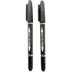 Dual Tip Invisible Ink Marker Pen, Fine Tip 0.7 mm & 1.5 mm Water Based Invisible Securitas Uv Pen for Paper,Skin,Wood,Leather,Plastic,Cloth,Ceramics, Glass, Metal - Pack of 2
