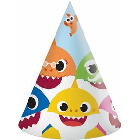 PROCOS 6 Baby Shark Cone Shaped Paper Party Hats