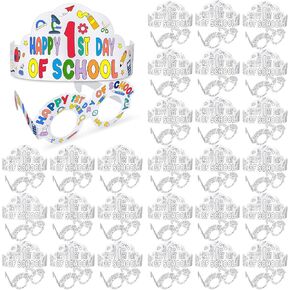 Yilloog 36 Pack First Day of School Paper Crowns Party Hats and 36 Pcs First Day of School Glasses First Day of School Stuff