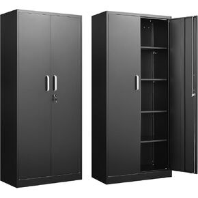 2 Drawer File Cabinet with Lock, Printer Stand, Metal Lateral Filing Cabinet for A4/Letter/Legal Size Files, Black